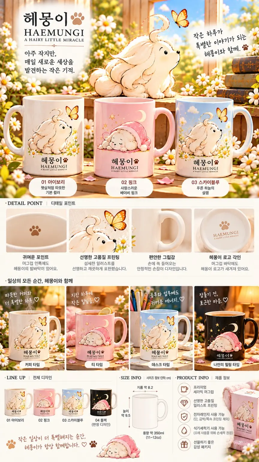 헤뭉이 머그컵 색상과 손잡이·인쇄 디테일 시안